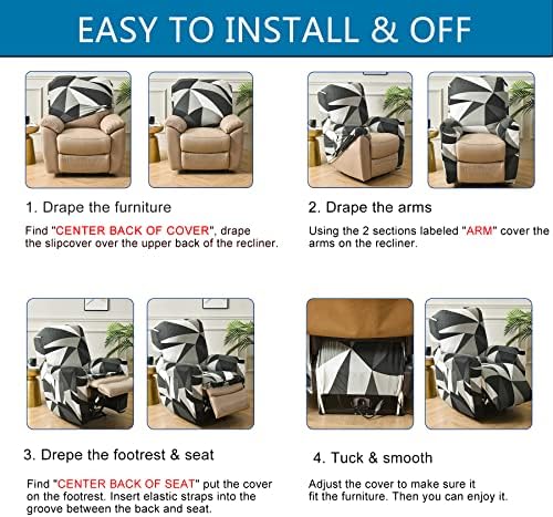KRFOONN Stretch Recliner Slipcover 4-Piece Living Room Cover