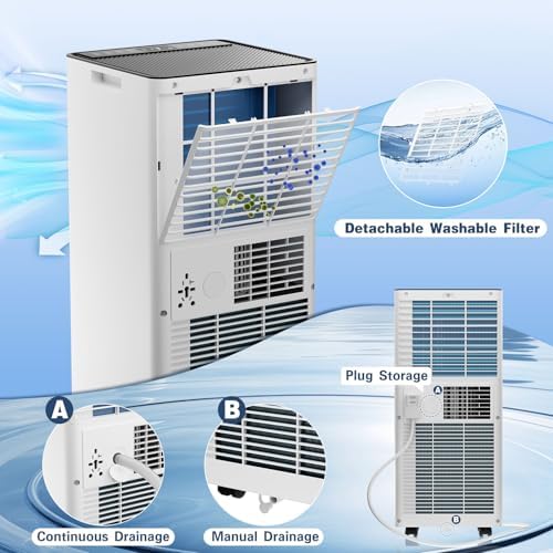 3-in-1 Portable AC Unit 10000 BTU Cool Dry Fan Smart