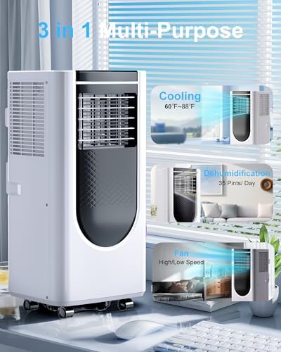 8000 BTU Portable Air Conditioner with 4 Modes and Remote Control
