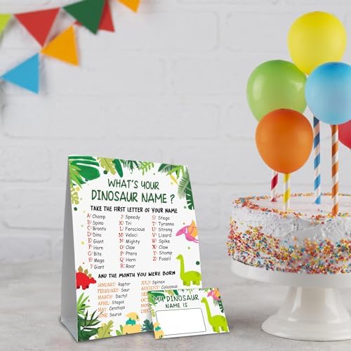 Dinosaur Name Game with 30 Cards and Sign