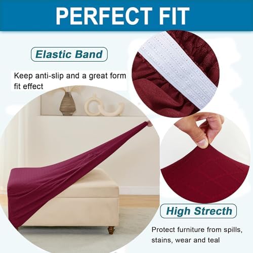ANWUCHEN Velvet Ottoman Slipcover - X-Large Red