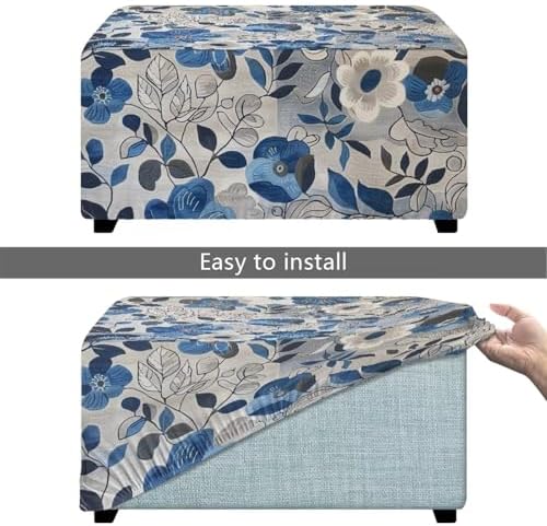 Floral Pattern Ottoman Slipcover for Stools and Footstools