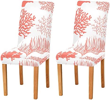 Xigua Beautiful Coral Chair Covers 4 Pack Dining Room Slipcovers
