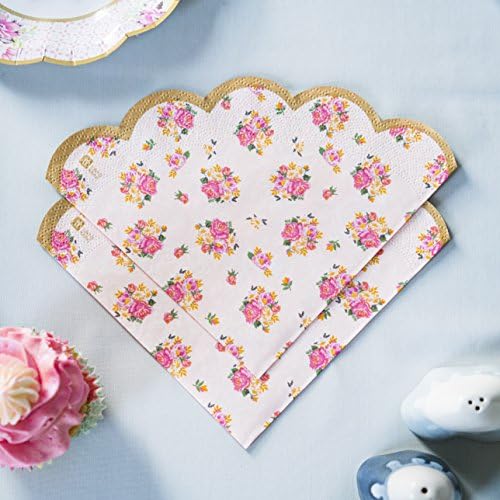 Talking Tables Truly Scrumptious Scalloped Floral Napkins Pink 20 Pack 1
