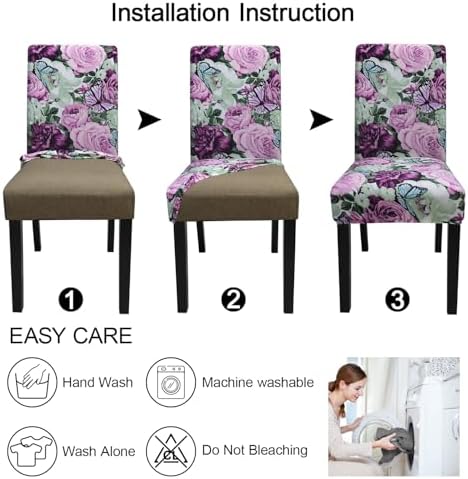 JQinHome Butterflies Chair Covers Set of 4 for Dining Room
