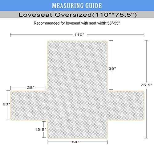 Ameritex Loveseat Cover Water Resistant Quilted Protector with Back Nonslip Paws