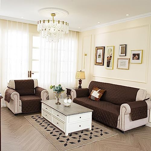 TOMORO Non-Slip Sofa Slipcover with 5 Pockets - Waterproof and Durable