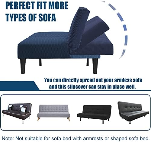 Water Repellent Armless Futon Cover Sofa Bed Slipcover Navy Full Size