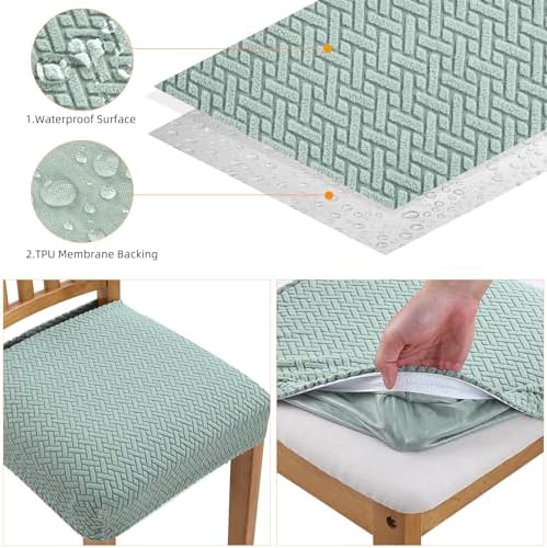 Stretch Waterproof Chair Seat Covers 4PCS for Dining Room and Bedroom