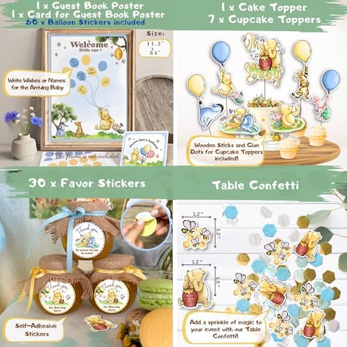 RainMeadow 269 Piece Winnie The Pooh Baby Shower Decor Kit