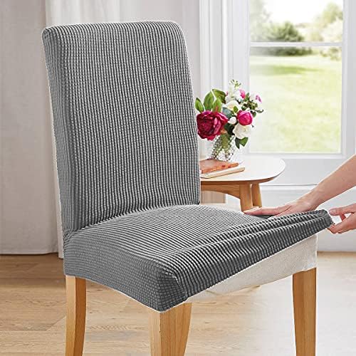 Light Grey Dining Chair Slipcover Set of 4 1