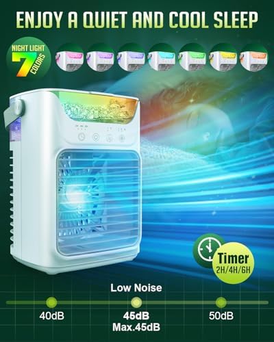 Ankuwa Portable Air Conditioner with 3 Wind Speeds and 7 LED Lights