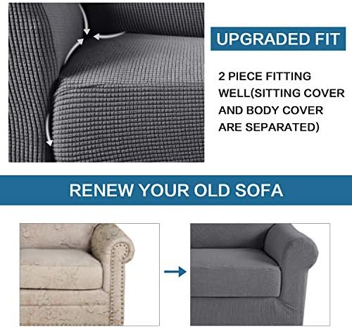 HVERSAILTEX 2 Piece Sofa Slipcover - Charcoal Gray 1