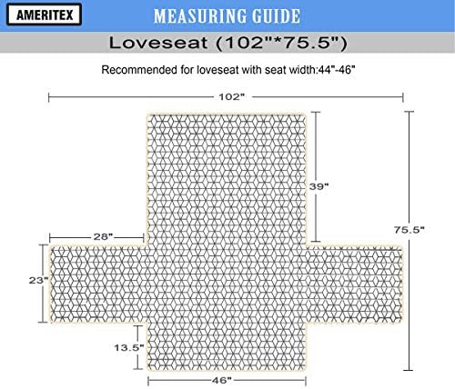 Ameritex Loveseat Cover Water Resistant Quilted Furniture Protector with Back Nonslip Paws