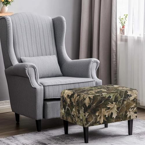 Xoenoiee Forest Camouflage Stool Cover for Rectangle Ottoman