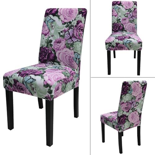 JQinHome Butterflies Chair Covers Set of 4 for Dining Room