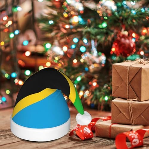Tanzania Flag Print Christmas Hat with LED Lights