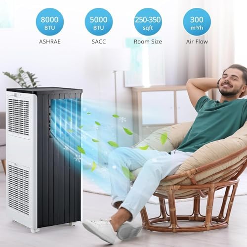 LALFPET 8000 BTU Portable Air Conditioner with Cooling Dehumidifier and Fan