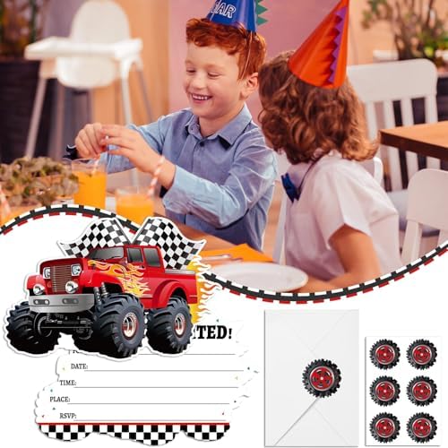 30 Piece Monster Truck Birthday Party Invitations Set