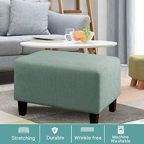 Turquoize Stretch Jacquard Ottoman Cover Dark Cyan