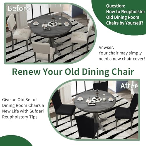 Sufdari Dining Chair Covers Set of 4 Black Non-Slip Spandex