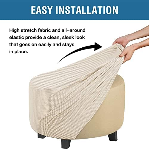 ZIKY Round Ottoman Slipcover Beige XL