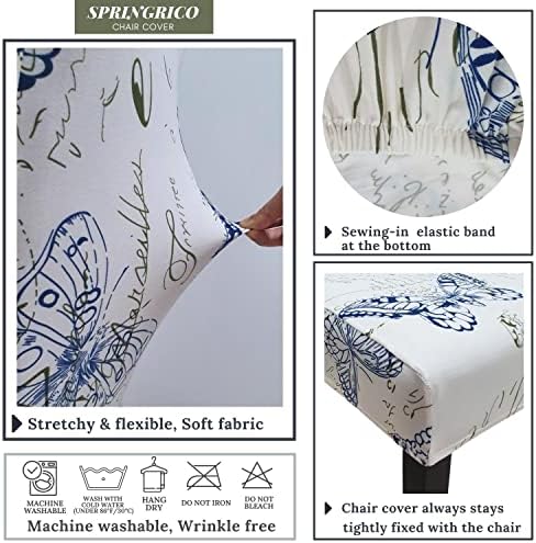Springrico Chair Covers for Dining Room Set of 4 Stretchy and Washable