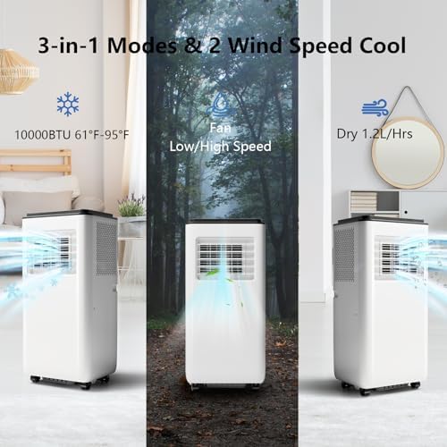 10000 BTU Portable AC Unit 3IN1 with Fan and Dehumidifier