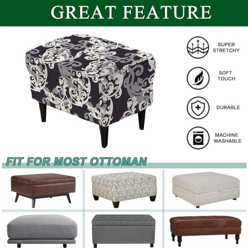 CRFATOP Large Ottoman Chair Slipcover with Printed Pattern 1