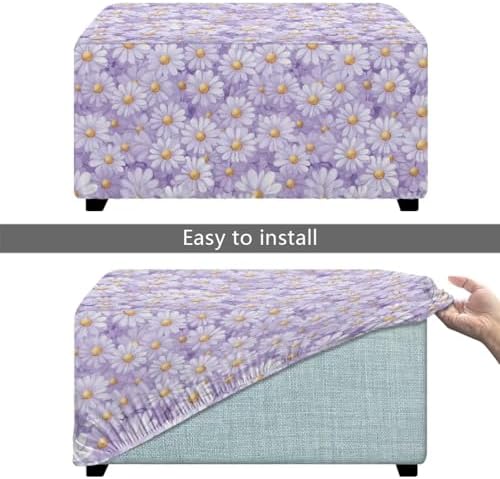 Cadowhimsy Purple Daisy Ottoman Cover
