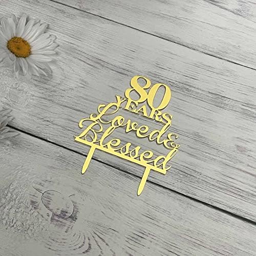 JIEEIN 80th Birthday Mirror Gold Acrylic Cake Topper