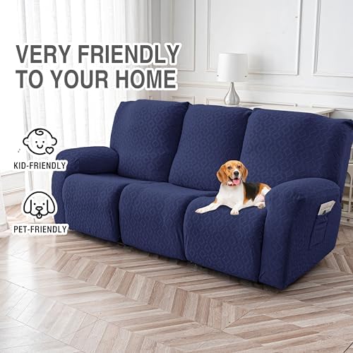 Genina Waterproof Recliner Sofa Cover 3 Seat Navy Blue