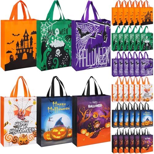 Sanwuta 48 Pcs Halloween Tote Bags Reusable