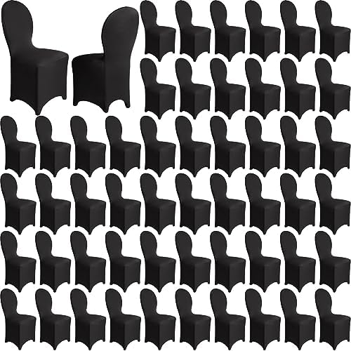 Macarrie 100 Pcs Spandex Chair Covers Black 1
