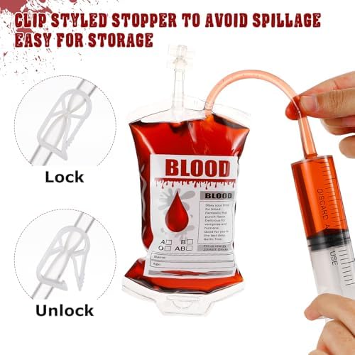 Cabilock 20 Pack Halloween Blood Drink Pouches