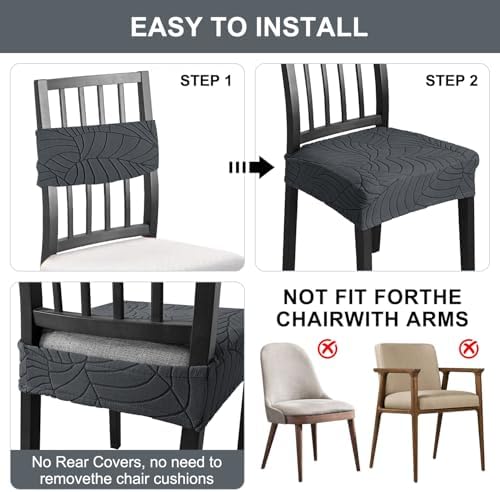 Dining Chair Seat Covers Set of 4 Dark Grey 1