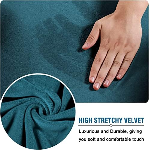 ADPON Square Velvet Ottoman Covers Stretch with Elastic Bottom X-Large Deep Teal