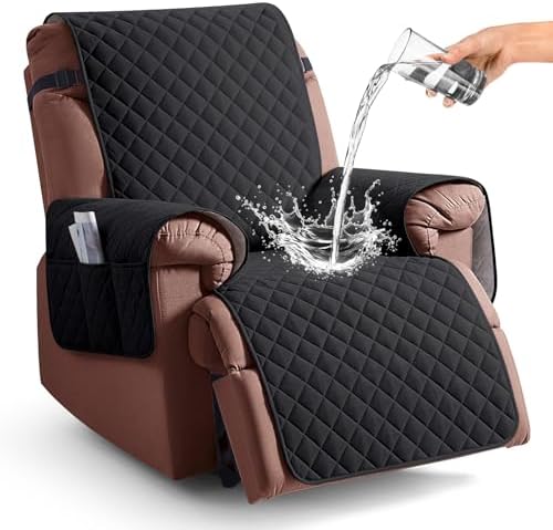 KinCam Waterproof Recliner Chair Cover 236 Black