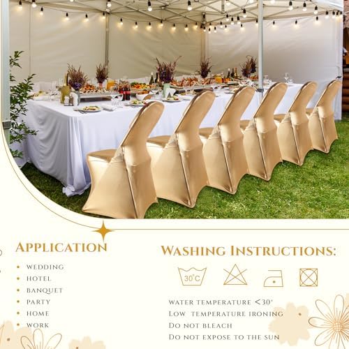 Kinlop 10 Pcs Gold Spandex Stretch Chair Covers