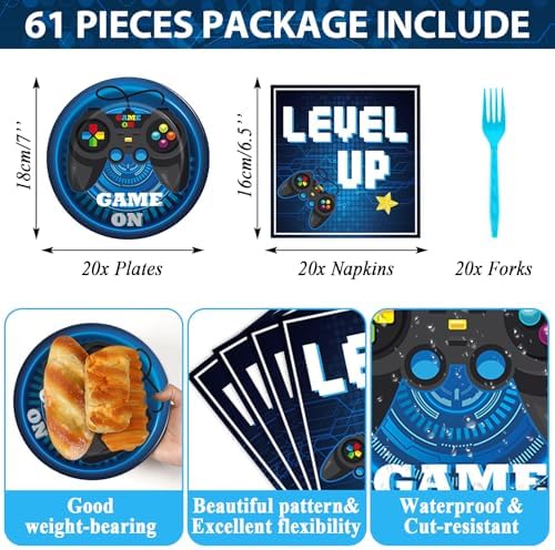 GISGFIM Video Game Party Supplies Set for 20 Guests