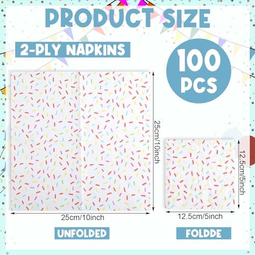 100 Pcs Sprinkles Napkins 2 Ply Disposable for Baby Shower Birthday Party