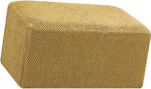 Tophacker Yellow Jacquard Ottoman Cover for Rectangle Ottomans