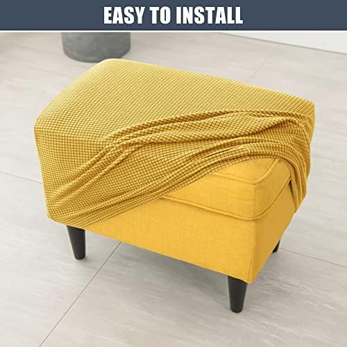 CONRUSER Stretch Ottoman Covers Soft Jacquard Slipcovers 1