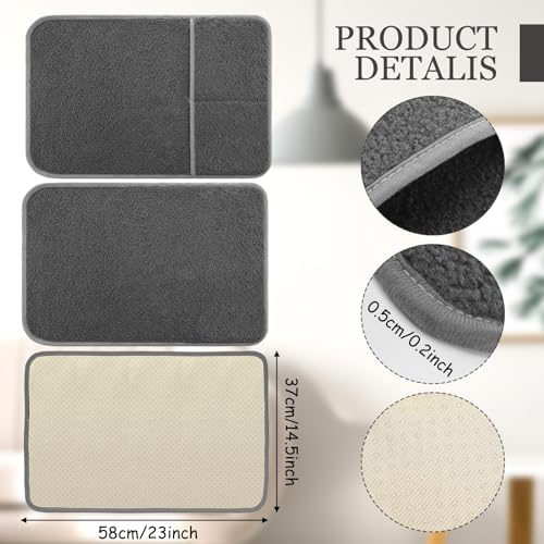 3 Pcs Recliner Covers with Storage Pockets - Dark Gray