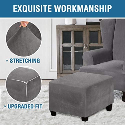 Velvet Square Ottoman Cover with Elastic Bottom