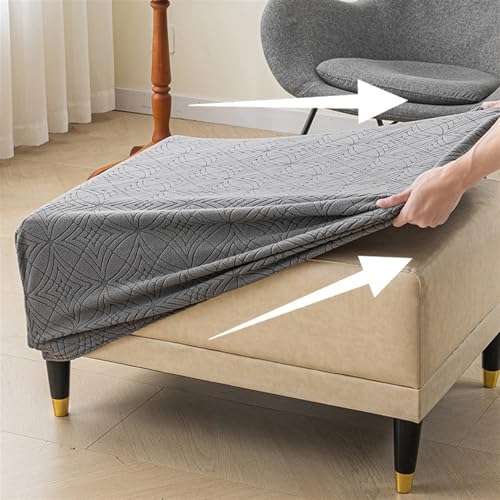 Heavyoff Rectangular Ottoman Cover with Elastic Bottom Pink Small