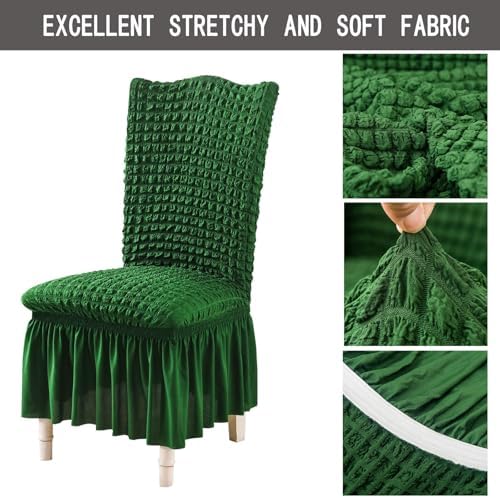 Qubjus Dining Chair Covers Set of 2 with Skirt Green