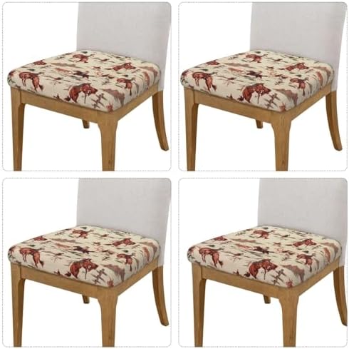 Western Cowboy Seat Covers for 4 Dining Chairs
