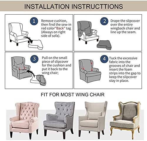 Eco-Ancheng 2 Piece Wingback Chair Slipcover Set