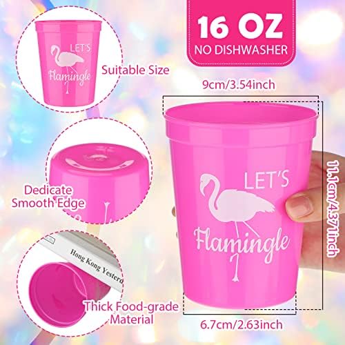 Sabary 32 Pcs Flamingo Party Cups 16 Oz Reusable Pink
